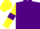 Purple and yellow diamonds, yellow sleeves, purple armlets and diamonds on yellow cap