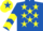 Royal blue, yellow stars, chevrons on sleeves, yellow cap, royal blue star