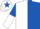 White & royal blue halved, sleeves reversed, royal blue star on cap