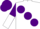 White body, purple large spots, purple arms, white halved, purple cap