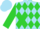 Sky blue, lime diamonds, sky blue and  lime quartered sleeves, sky blue cap