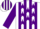 White, purple stars in bars, purple stripes down sleeves