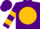 Purple, black kangaroo on gold ball, gold bars on sleeves, purple cap