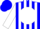 Wildcat blue, black 't' on white ball, white stripes on sleeves, wildcat blue cap