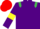 Purple, emerald green epaulets, purple sleeves, yellow armlets, red cap