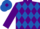 Purple and Royal Blue diamonds, Purple sleeves, Royal Blue cap, Purple diamond