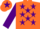 Orange, purple stars, sleeves and star on cap