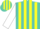 Turquoise, yellow stripes, white sleeves, turquoise cap, yellow stripes