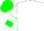 White,green bars on sleeves, white and green halved cap