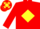 Red, Yellow diamond on body and cap, Red sleeves, Yellow stars