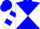 Blue and white diagonal quarters, white sleeves, blue hoop, blue cap