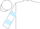 White, light blue and navy belt, light blue and navy bars on sleeves, white cap
