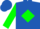 Royal blue, green diamond, green diamond on sleeves, royal blue cap