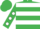 Emerald green, white hoops, emerald green sleeves, white spots