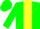 Green, yellow stripe, yellow 'q', yellow sash bands on sleeves