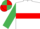 White, red hoop, emerald green sleeves, emerald green & red quartered cap