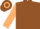 Brown, beige sleeves, brown and beige hooped cap
