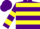 Purple,yellow hoops, yellow bars on sleeves