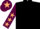 Black, maroon sleeves, beige stars, maroon cap, beige star