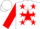 White, 'd/r' on red star, red stars and cuffs on sleeves