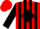 Red, black diamond, black stripes on sleeves, red cap