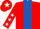 Red, royal blue stripe, red sleeves, white stars, red cap, white star