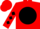 Red, black ball, black diamonds on sleeves, red cap