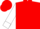 Red, white lightning bolt, white bands and cuffs on sleeves