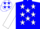 Blue, white stars, red front, white sleeves