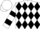 White, Black diamonds, black hoops on sleeves, white cap