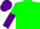 Green, purple checks, purple armlets on sleeves, green and purple halved cap