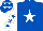 Royal blue, white star, white sleeves, royal blue stars, royal blue cap, white stars