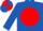 Royal blue, red disc, red and royal blue quartered cap