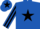 Royal blue, black star, striped sleeves and star on cap
