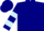 Navy blue, light blue bars on sleeves, navy blue cap