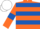 Orange, royal blue hoops and armlets, white cap