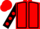 Red, black seams, black sleeves, red spots, red cap