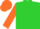 Lime Green, Orange spot, orange sleeves and cap
