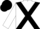 white, black cross sashes, black cap