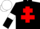 Black, red cross of lorraine, black sleeves, white armlets, white cap