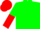 Green, gold horseshoe, red sleeves, green and red halved cap