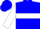 Blue, white rocking 'k', white hoop on sleeves, blue cap