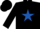 Black, royal blue star, black sleeves, black cap