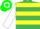 Emerald green & yellow hoops, white sleeves, green & white hooped cap