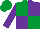 Emerald green & purple quartered, purple sleeves, emerald green cap