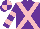 Purple, pink cross belts, hooped sleeves, quartered cap