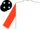 White, Scarlet sleeves, Black cap, White spots