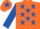Orange, royal blue stars, sleeves and star on cap