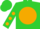 Lime green, copper ball, copper dots on sleeves, lime green cap