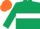 Dark green, white hoop, orange cap